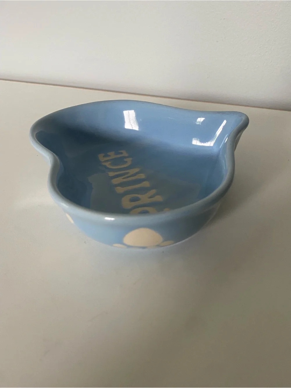 Prince Pet Dish Blue 6” Cat Small Dog Ceramic Food Bowl Ceramic Embossed EUC